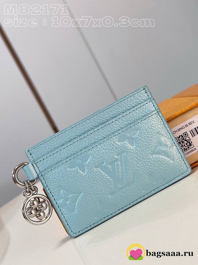 Bagsaaa Louis Vuitton Charms Monogram Empreinte Blue Card Holder - 1