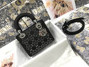 Bagsaaa Dior Lady Black Strass Cannage Satin Bag 