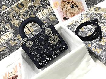 	 Bagsaaa Dior Lady Navy Strass Cannage Satin Bag
