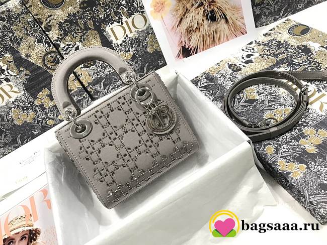 	 Bagsaaa Dior Lady Grey Strass Cannage Satin Bag - 1