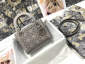 	 Bagsaaa Dior Lady Grey Strass Cannage Satin Bag