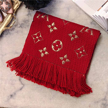 	 Bagsaaa Louis Vuitton Monogram scarf in red 170cm x 30cm