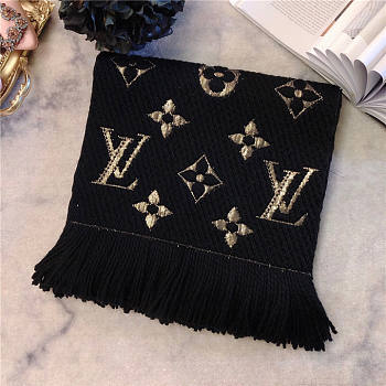 	 Bagsaaa Louis Vuitton Monogram scarf in black 170cm x 30cm