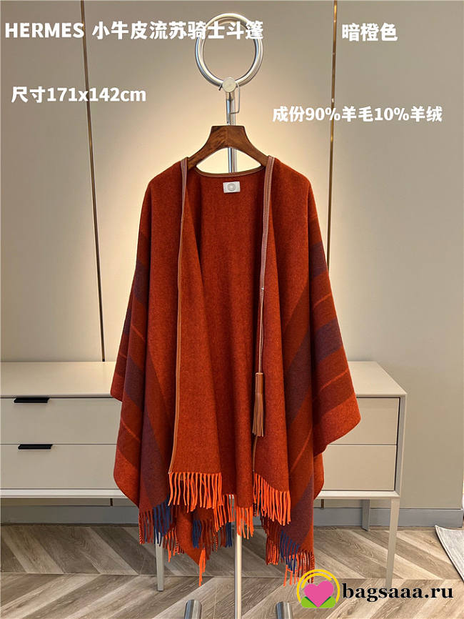 Bagsaaa Hermes Poncho In Orange 171cm x 142cm - 1