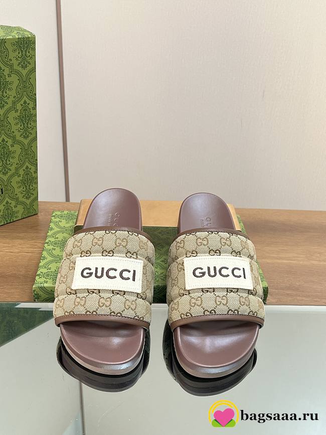 Bagsaaa Gucci Slides Small GG Ebony In Brown - 1