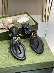 Bagsaaa Gucci Double G leather thong sandals black - 1