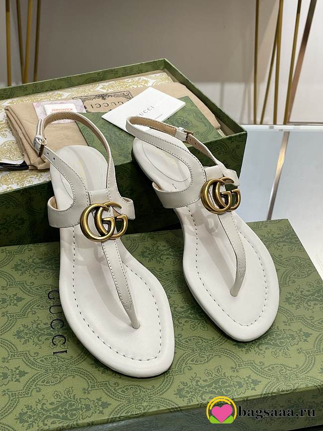 	 Bagsaaa Gucci Double G leather thong sandals white - 1