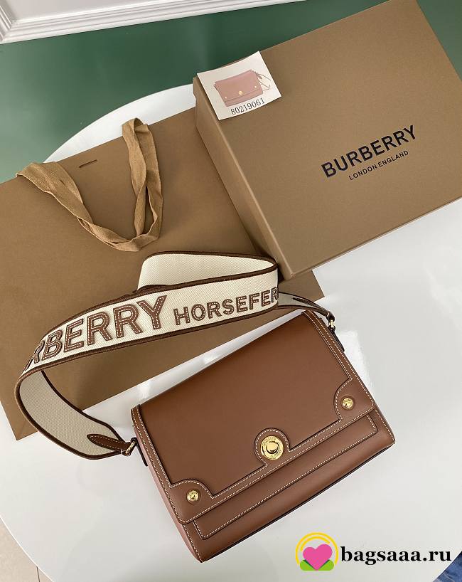 Bagsaaa Burberry Note Topstitched Crossbody Bag In Brown  - 1