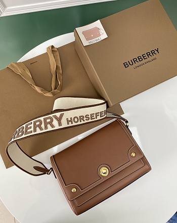 Bagsaaa Burberry Note Topstitched Crossbody Bag In Brown 