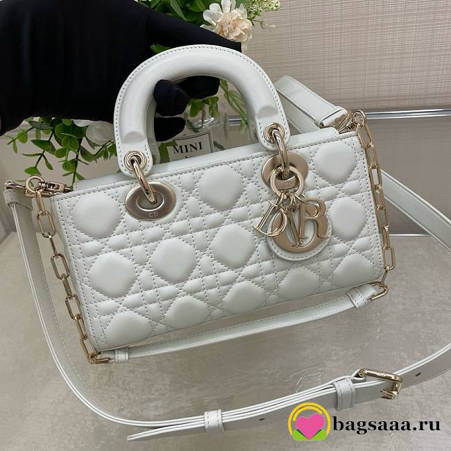 	 Bagsaaa Dior Lady D - Joy Small In White Leather - 22x12x6 cm - 1