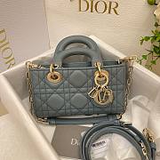 	 Bagsaaa Dior Lady D - Joy Small In Blue Leather - 22x12x6 cm - 1