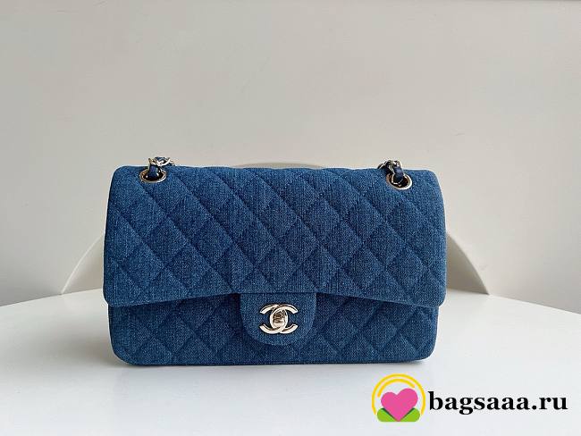 	 Bagsaaa Chanel Classic Flap Bag Dark blue Denim - 25cm - 1