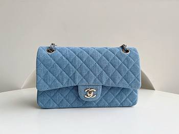 	 Bagsaaa Chanel Classic Flap Bag In Light Blue Denim - 25cm