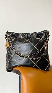 Bagsaaa Chanell 22 Bag In Black Leather - 35x35x8x42cm - 6