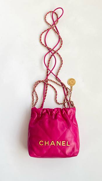 Bagsaaa Chanel Mini 22 Bag In Hot Pink - 20x19x6cm