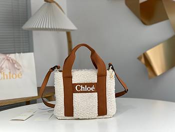	 Bagsaaa Chloe Woody Shearling Tote In Brown - 25x20x8cm