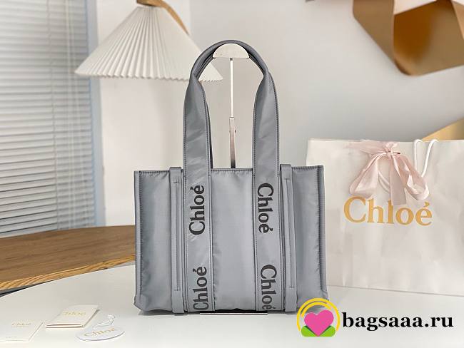 Bagsaaa Chloe Medium Woody Tote Bag Nylon Grey - 37x26x12cm - 1