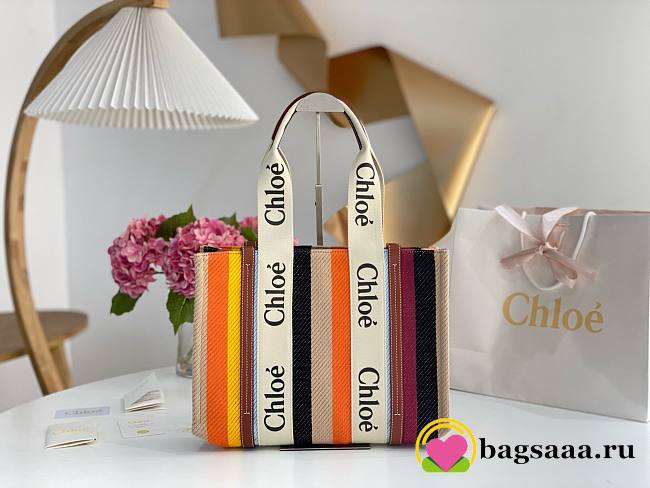 	 Bagsaaa Chloe Medium Woody Tote Bag Calfskin Multicolor - 37x26x12cm - 1