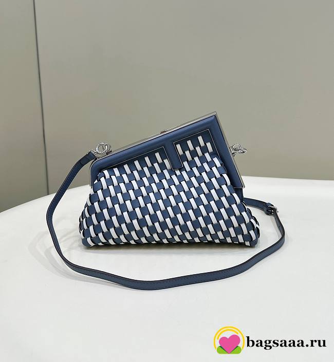 Bagsaaa Fendi First Small braided leather bag blue & white - 26x18x9.5cm - 1