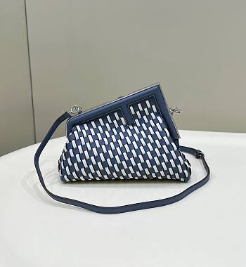 Bagsaaa Fendi First Small braided leather bag blue & white - 26x18x9.5cm