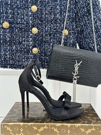 Bagsaaa Dolce & Gabbana Black Satin Bow Heeled Sandals