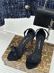 Bagsaaa Dolce & Gabbana Black Satin Bow Heeled Sandals - 6