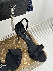 Bagsaaa Dolce & Gabbana Black Satin Bow Heeled Sandals - 5