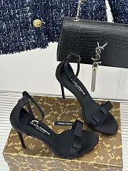 Bagsaaa Dolce & Gabbana Black Satin Bow Heeled Sandals - 4
