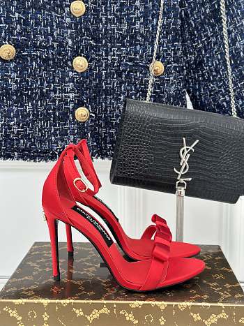 	 Bagsaaa Dolce & Gabbana Red Satin Bow Heeled Sandals
