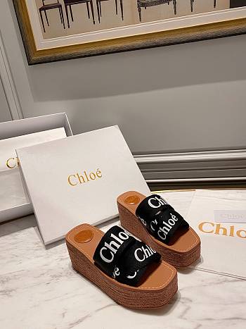	 Chloe logo-strap wedge espadrilles black