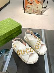 Bagsaaa Gucci Logo-appliqué Leather White Sandals - 1