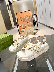 Bagsaaa Gucci Logo-appliqué Leather White Sandals - 4