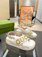 Bagsaaa Gucci Logo-appliqué Leather White Sandals - 3