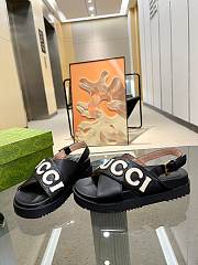 	 Bagsaaa Gucci Logo-appliqué Leather Black Sandals - 6