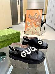 	 Bagsaaa Gucci Logo-appliqué Leather Black Sandals - 4