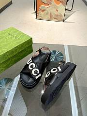 	 Bagsaaa Gucci Logo-appliqué Leather Black Sandals - 3