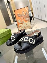 	 Bagsaaa Gucci Logo-appliqué Leather Black Sandals - 2