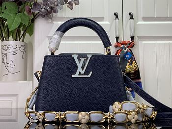 Bagsaaa Louis Vuitton Capucines Mini Blue with flower strap - 21x14x8cm