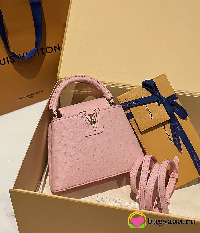 	 Bagsaaa Louis Vuitton Capucines Ostrich Leather Pink - 1