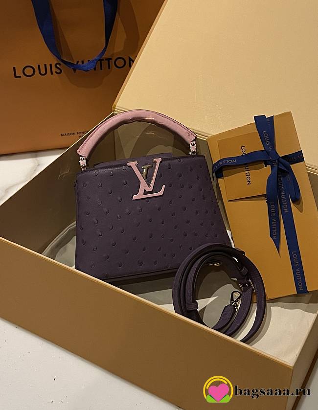 Bagsaaa Louis Vuitton Capucines Ostrich Leather Purple & Pink - 1