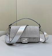 Bagsaaa Fendi Baguette Silver Crystal Bag - 27*6*15cm - 1