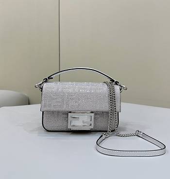 	 Bagsaaa Fendi Baguette Silver Crystal Bag -  20*5*13cm