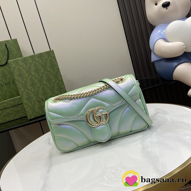 	 Bagsaaa Gucci GG Marmont Shoulder Bag In Green Iridescent - 15*26*7cm - 1