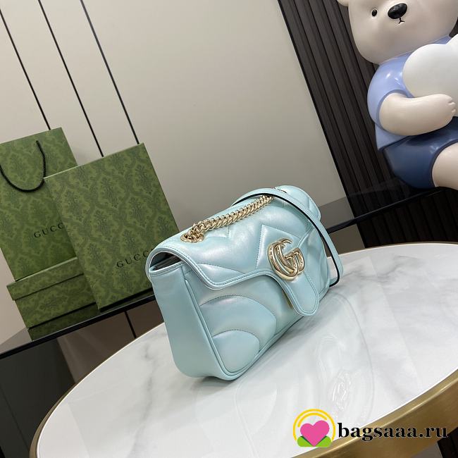 Bagsaaa Gucci GG Marmont Shoulder Bag In Blue Iridescent - 15*26*7cm - 1