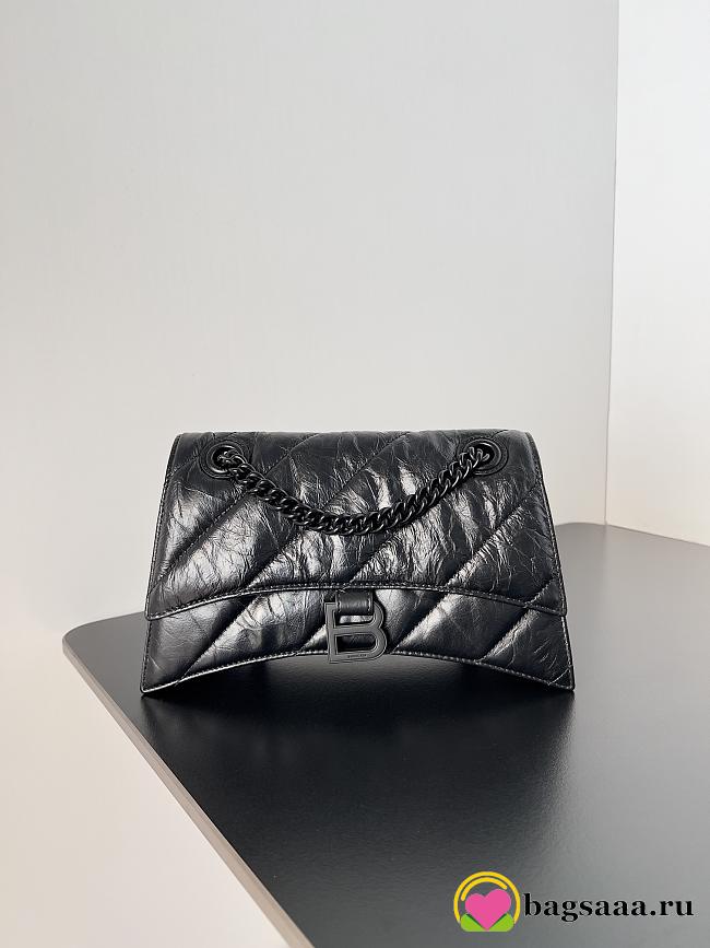 Bagsaaa Balenciaga Crush Small Chain Bag In All BLack - 25.5*10*15.5cm - 1