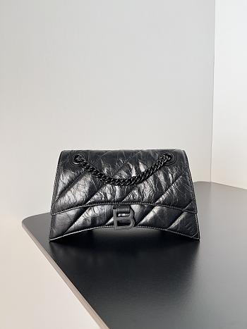Bagsaaa Balenciaga Crush Small Chain Bag In All BLack - 25.5*10*15.5cm