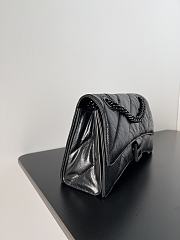 Bagsaaa Balenciaga Crush Small Chain Bag In All BLack - 25.5*10*15.5cm - 6