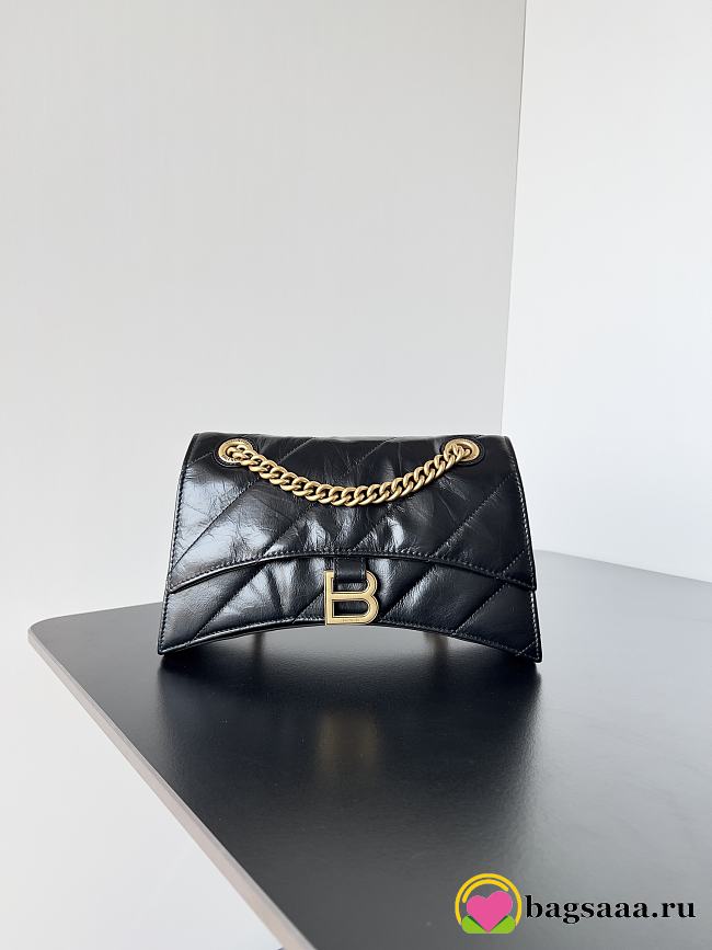 	 Bagsaaa Balenciaga Crush Small Chain Bag In BLack - 25.5*10*15.5cm - 1