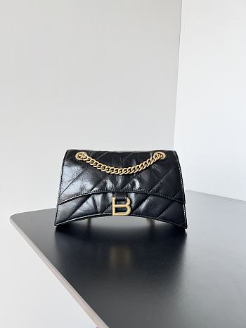 	 Bagsaaa Balenciaga Crush Small Chain Bag In BLack - 25.5*10*15.5cm