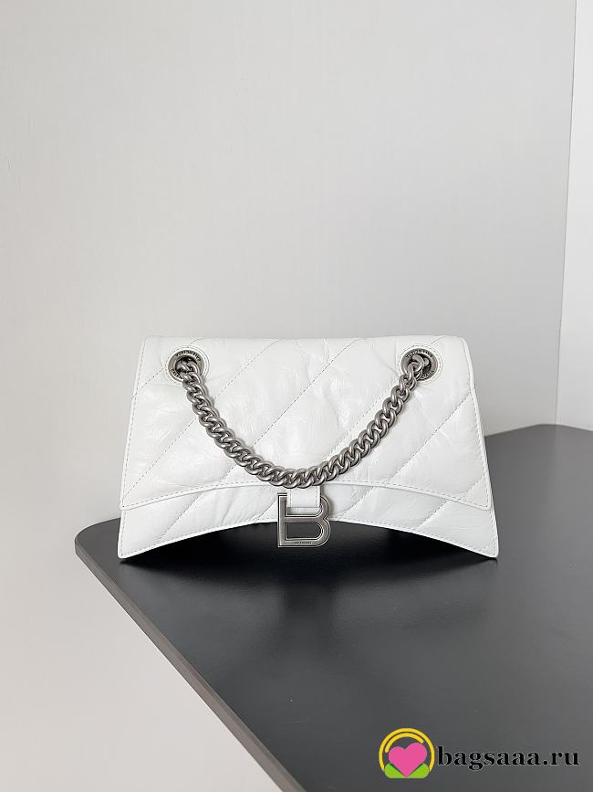 	 Bagsaaa Balenciaga Crush Small Chain Bag In White - 25.5*10*15.5cm - 1